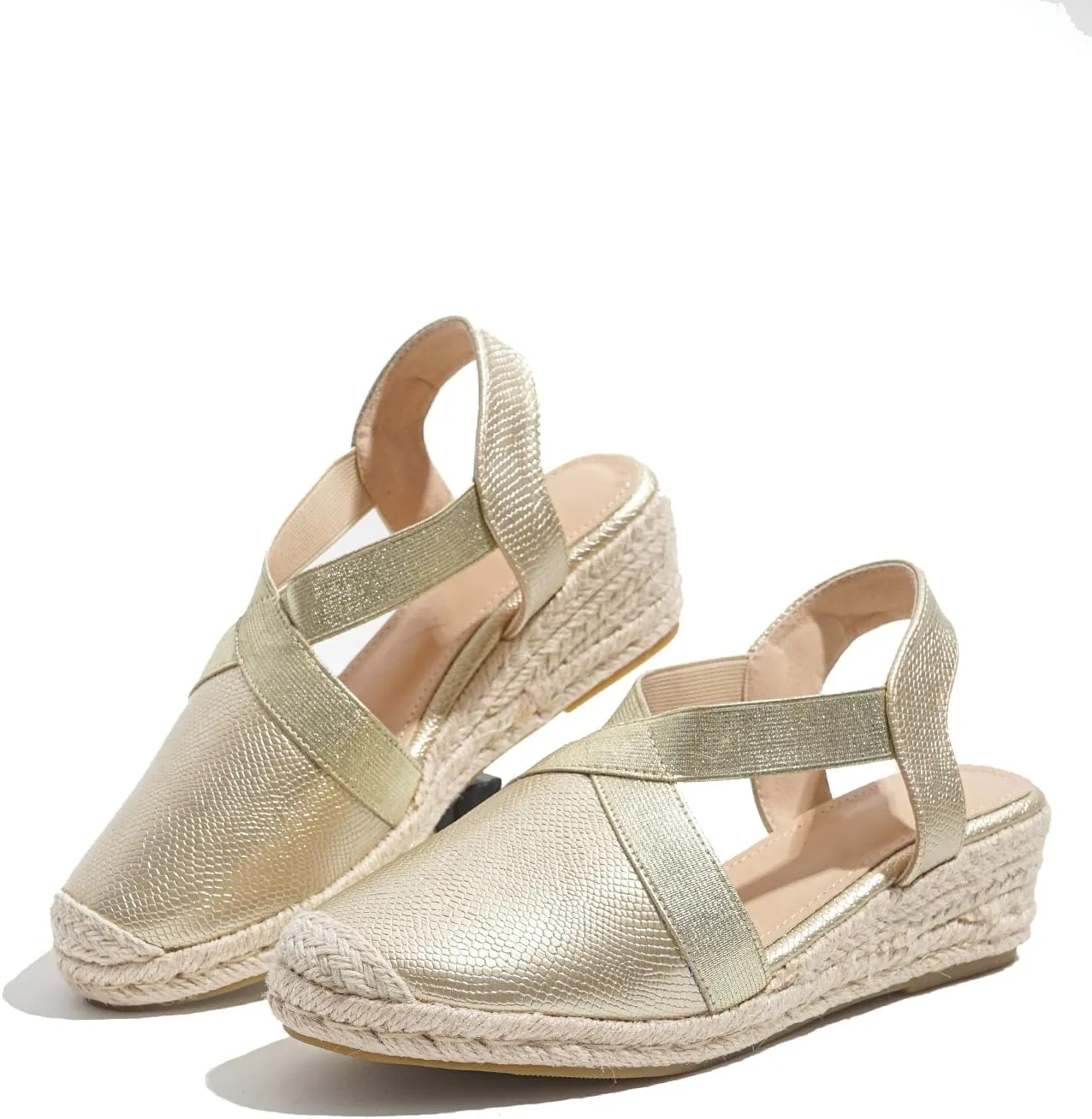 Summer Ready: Chic Women's Platform Espadrilles with Round Toe, Secure Slip-On Slingback, Mid Heel - Perfect All-Day Wear TDWL75
