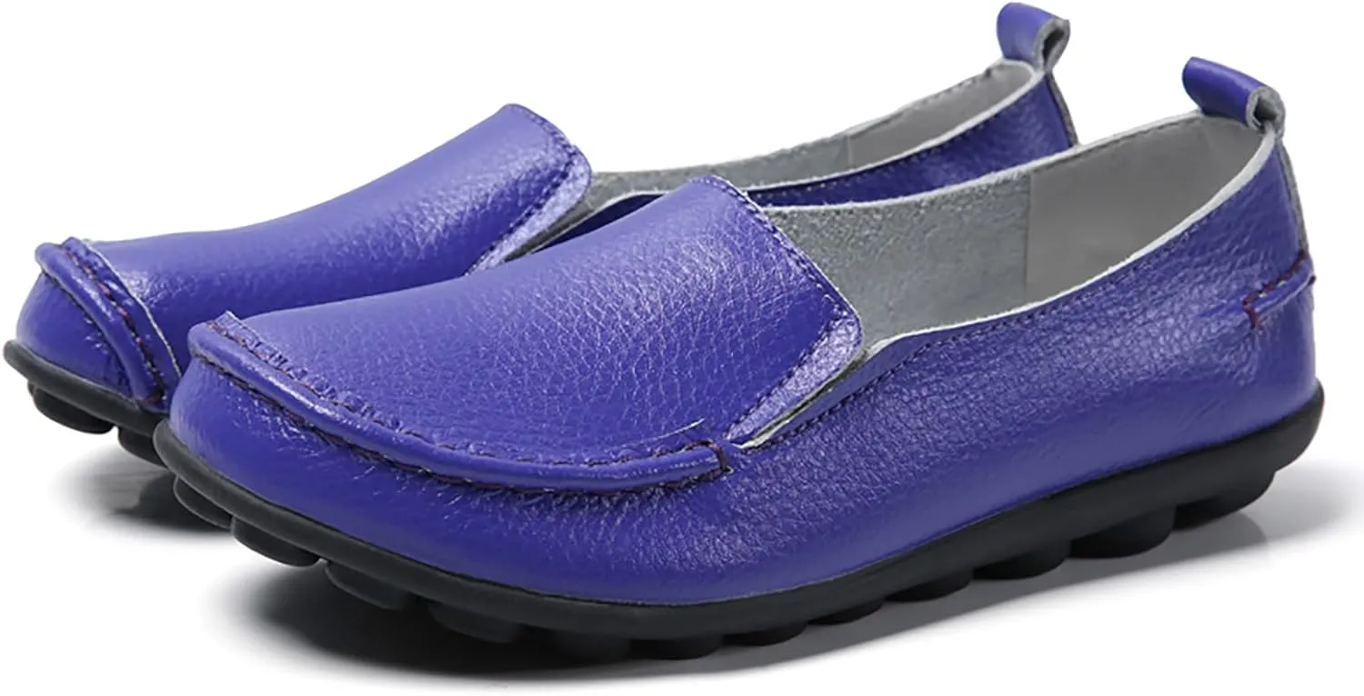 Sunporx Women's Casual Loafers Comfortable Slip on Moccasins Leather Flats Shoes Casual Walking Driving Loafers