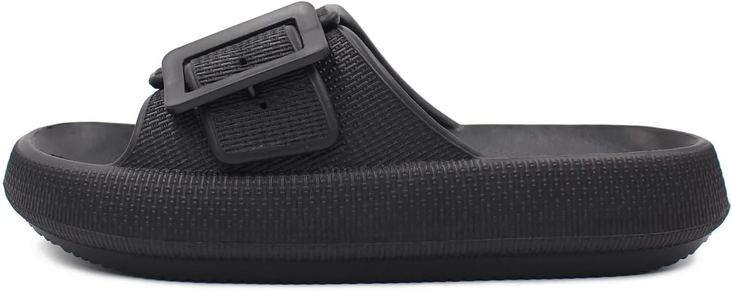 SUSHAN Women Pillow Sandals with Soft Thick Sole Cloud Slides Bathroom Non-Slip Shower Shoes House Slippers