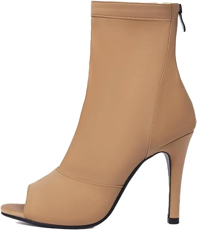 SWDZM Women Ballroom Dance Shoes Peep Toe Latin Salsa Performance Party Ankle Dance Boots