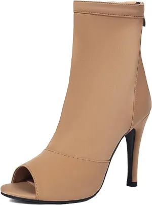 SWDZM Women Ballroom Dance Shoes Peep Toe Latin Salsa Performance Party Ankle Dance Boots