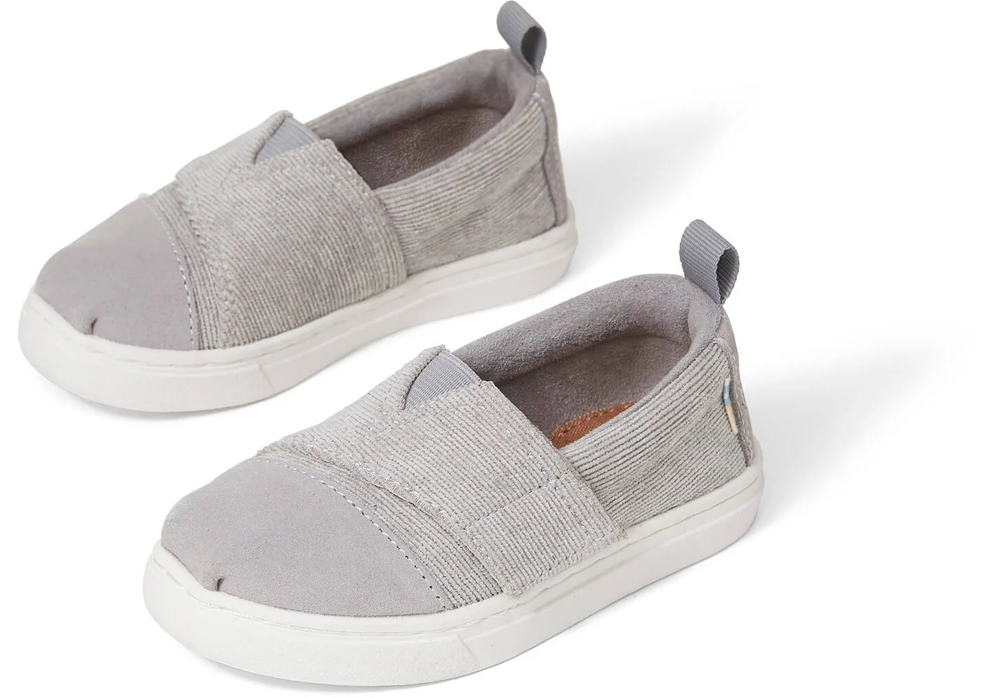 TOMS Tiny Aliso Drizzle Grey Micro Corduroy Suede Espadrilles Slip-Ons
