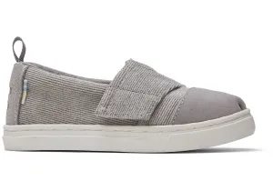 TOMS Tiny Aliso Drizzle Grey Micro Corduroy Suede Espadrilles Slip-Ons