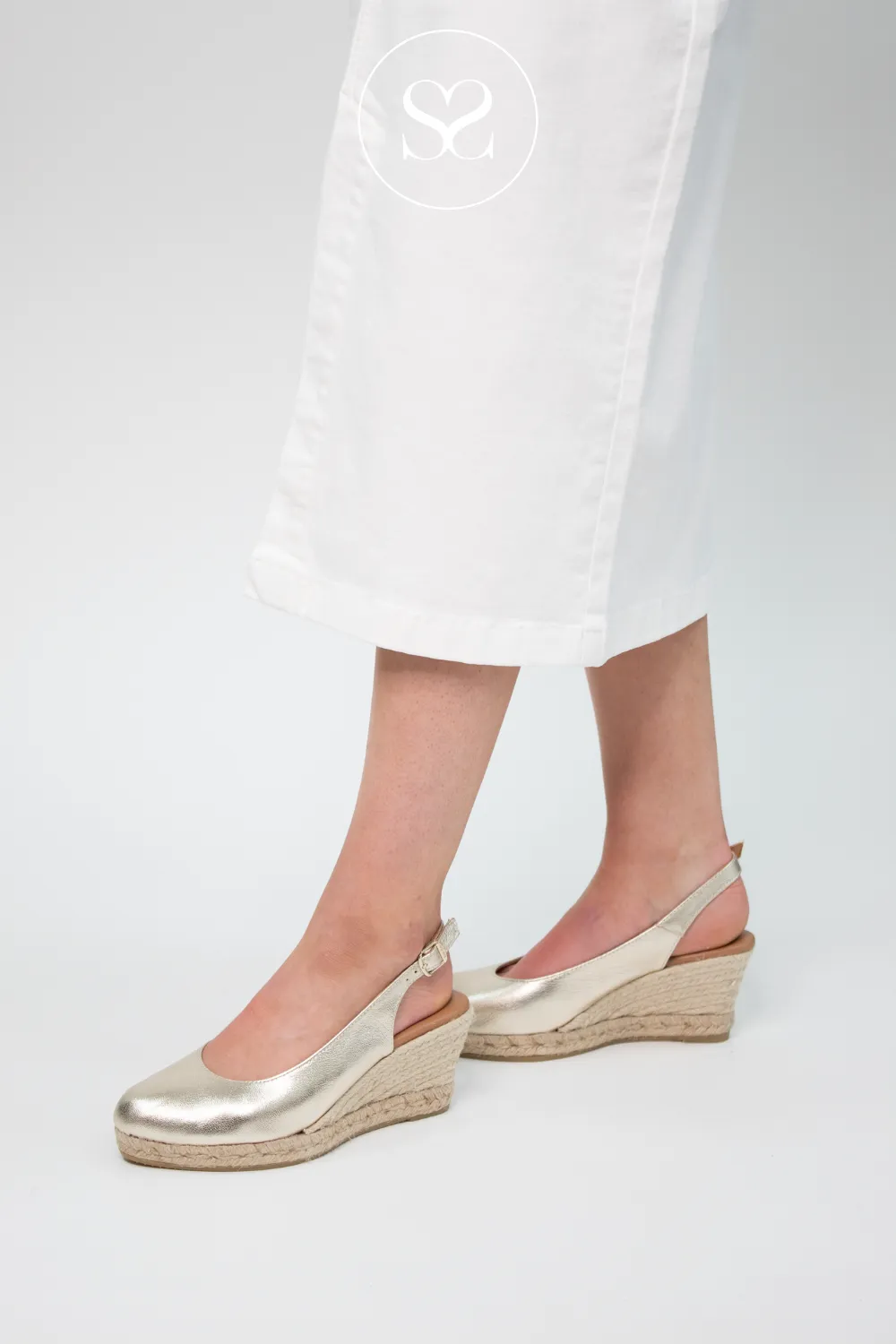 TONI PONS BREMEN GOLD SLINBACK WEDGE ESPADRILLE SHOE