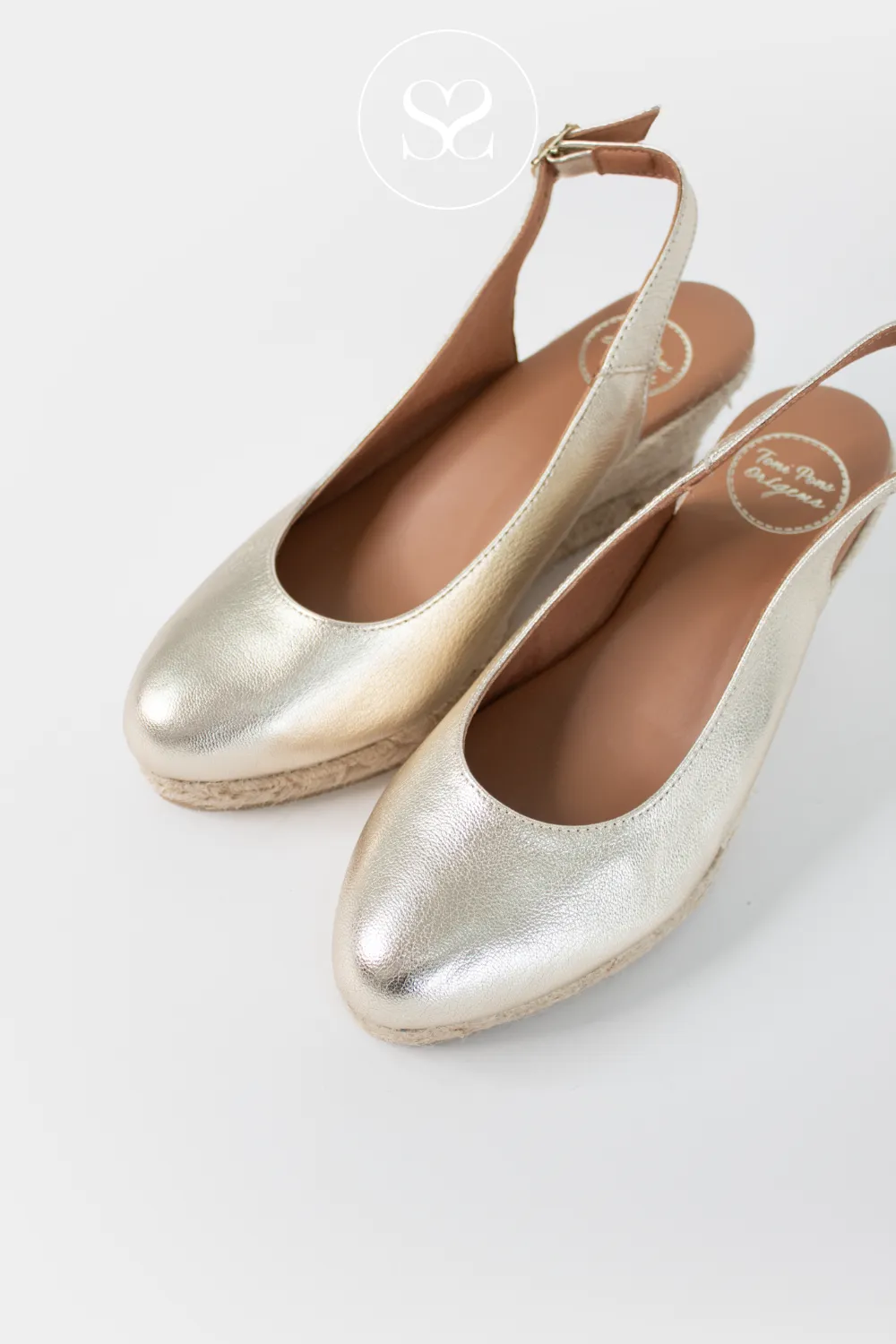 TONI PONS BREMEN GOLD SLINBACK WEDGE ESPADRILLE SHOE