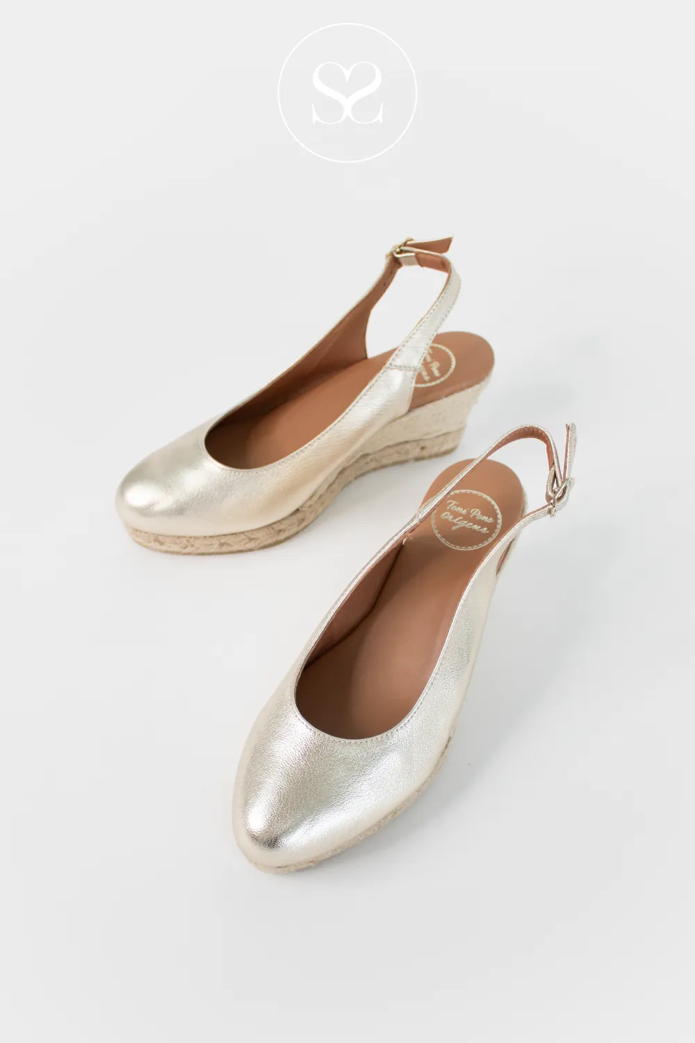 TONI PONS BREMEN GOLD SLINBACK WEDGE ESPADRILLE SHOE