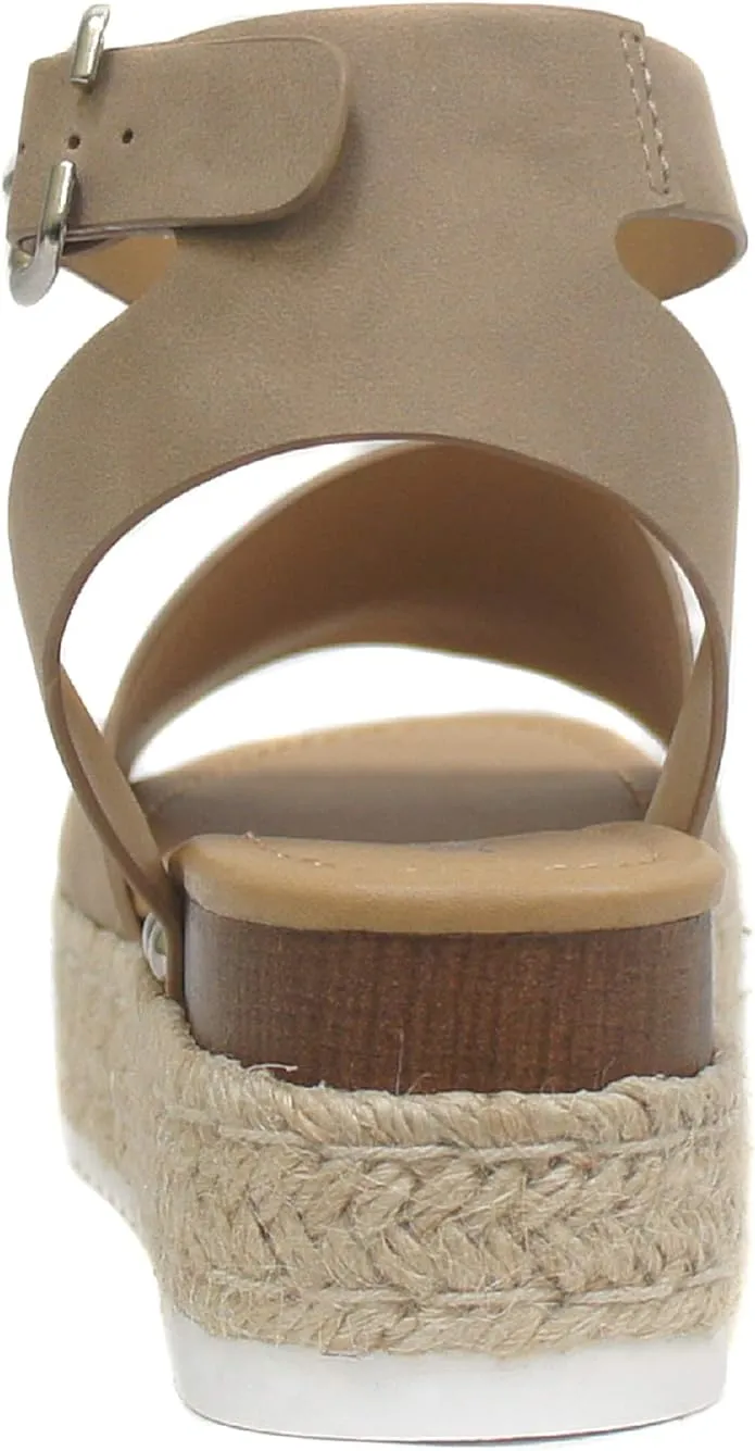 Topic Wedge Soda Dark Sandals Strap Ankle Practical design Great price Open Toe Espadrilles Natural Studded