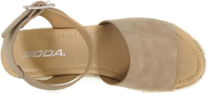 Topic Wedge Soda Dark Sandals Strap Ankle Practical design Great price Open Toe Espadrilles Natural Studded