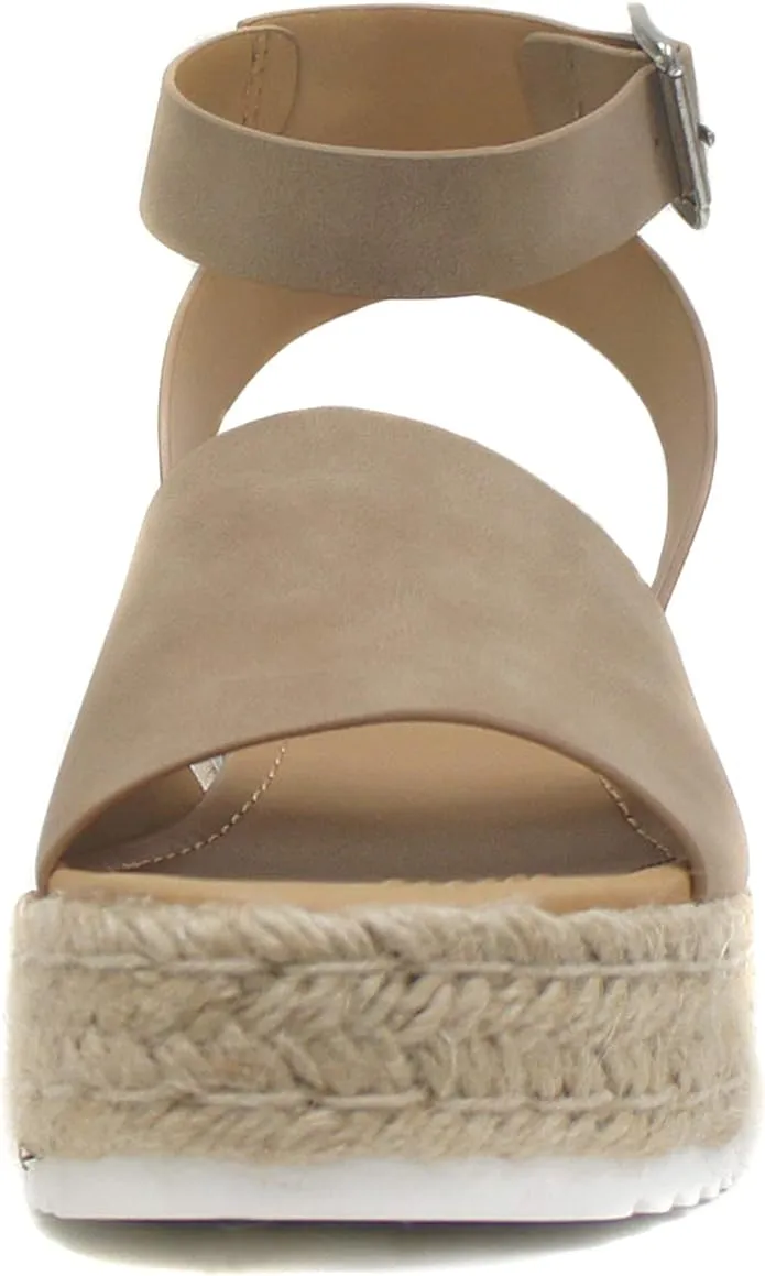 Topic Wedge Soda Dark Sandals Strap Ankle Practical design Great price Open Toe Espadrilles Natural Studded