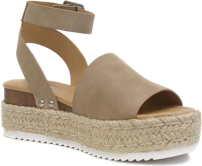 Topic Wedge Soda Dark Sandals Strap Ankle Practical design Great price Open Toe Espadrilles Natural Studded