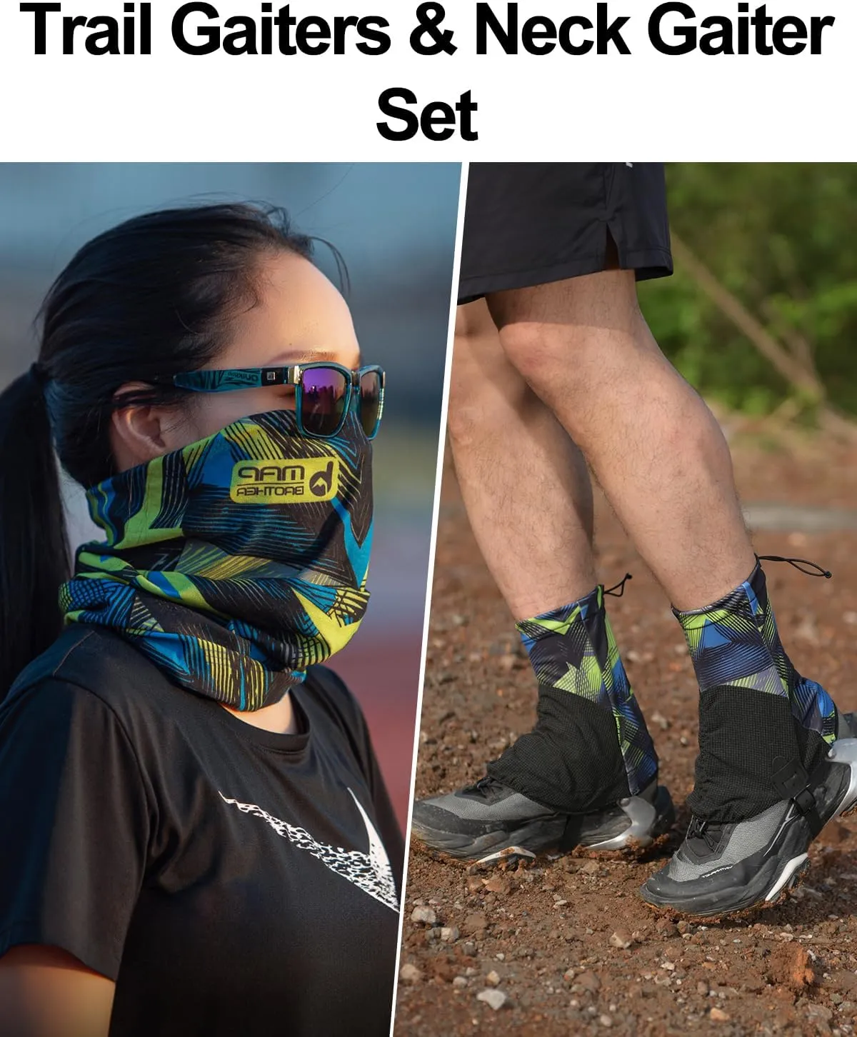 Trail Gaiters, Waterproof Low Shoe Protectors, Adjustable Boots Protectors for Hiking & Running - Prevents Debris in Shoes