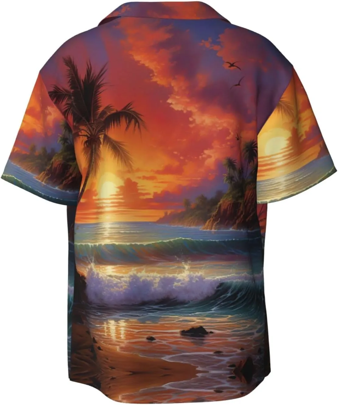 Tropical Sunset Printing Men's Fashion Summer Short Sleeve Button Shirt with Pocket,S-4xl Cuban Shirt Hawaiian Shirt