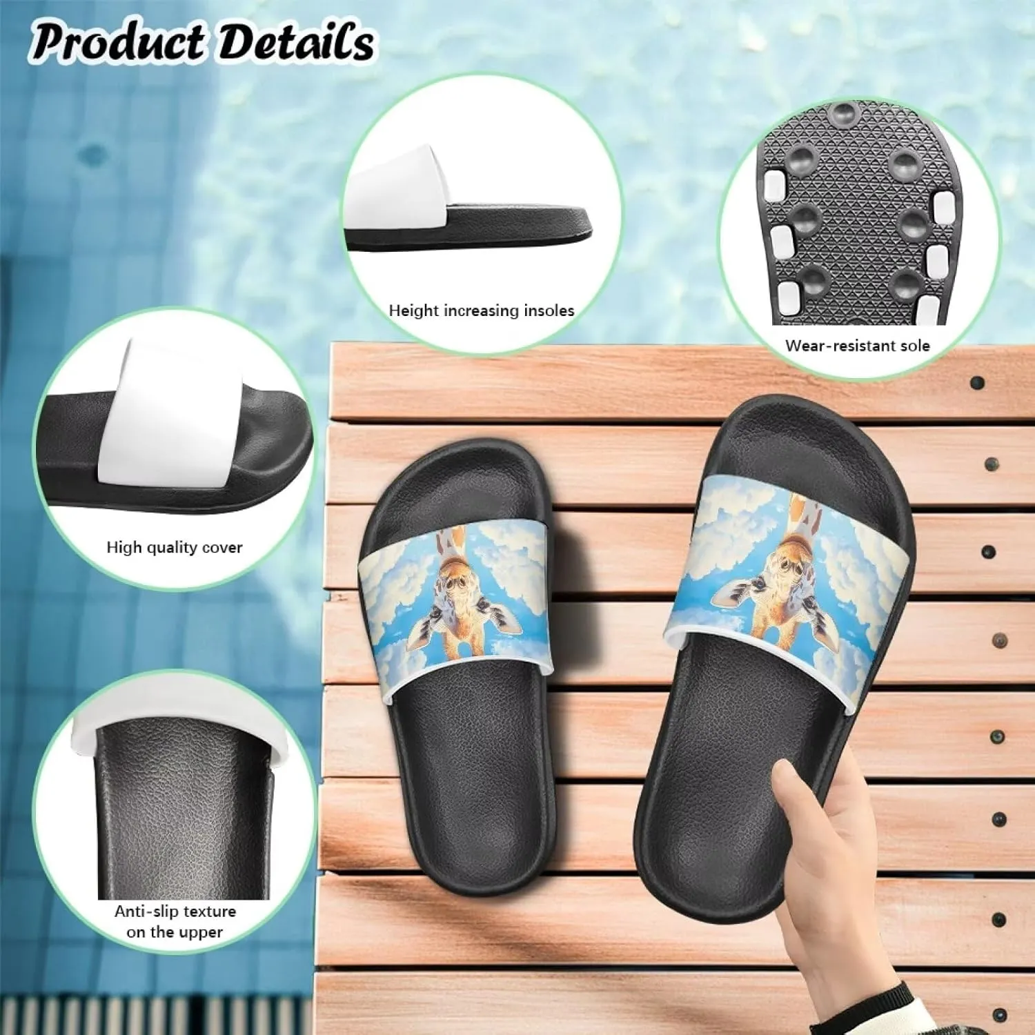 Unisex Slides for Girls Boys Comfortable Slippers Slides Non-slip Shower Shoes House Fashion Thick for Indoor & Outdoor Gifts