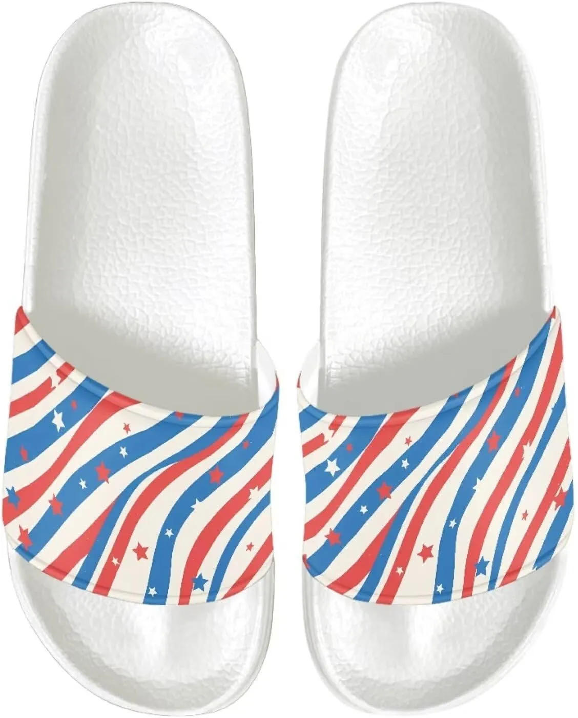 USA Flag Women's Open Toe Spa Pool Pillow Slippers Thick Sole Cushioned Adults Sandals Size 6-13.5