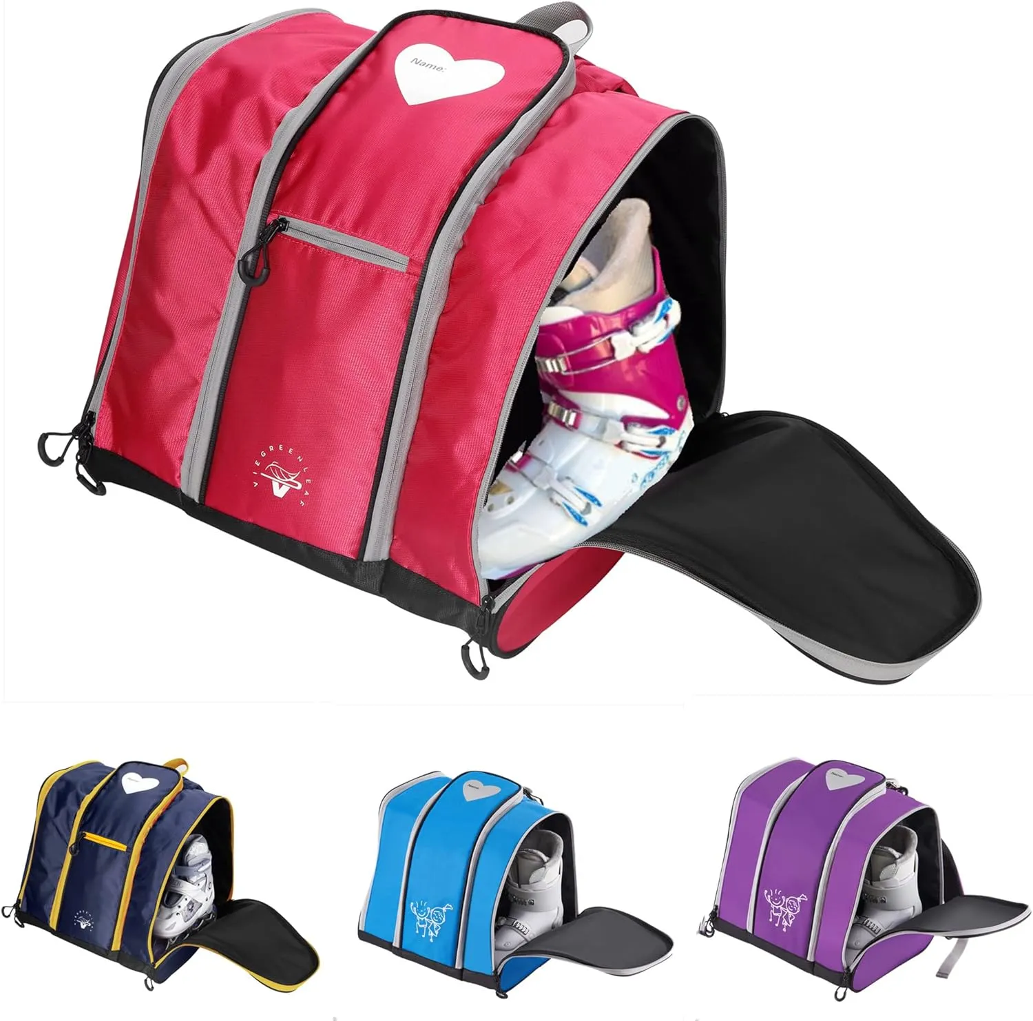 VieGreenleaf Kids Toddler Backpack for Rollerblade, Skate, Ski, Snowboard Boots - Helmet, Gloves, Snacks - Perfect for Ski, Snowboard, Skate, Outdoor Activities or Air Travel (Pink Rose)