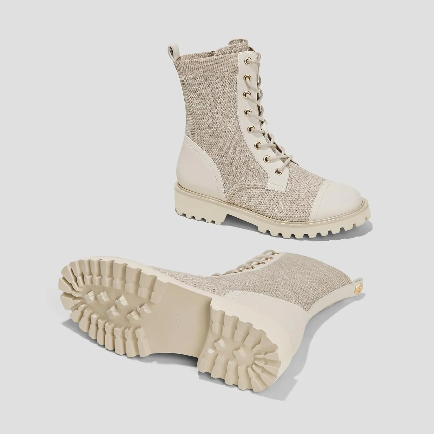 VIVAIA Florence Women's Round-Toe Lug Sole Lace-Up Ankle Boots Water Repellent Booties