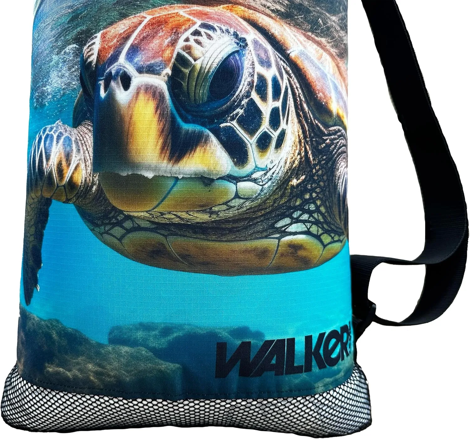 Walker Beach Mesh Net Travel Boat Bag for Snorkeling, Dive, and Swim Gear – USA Made (Turtle Splash)