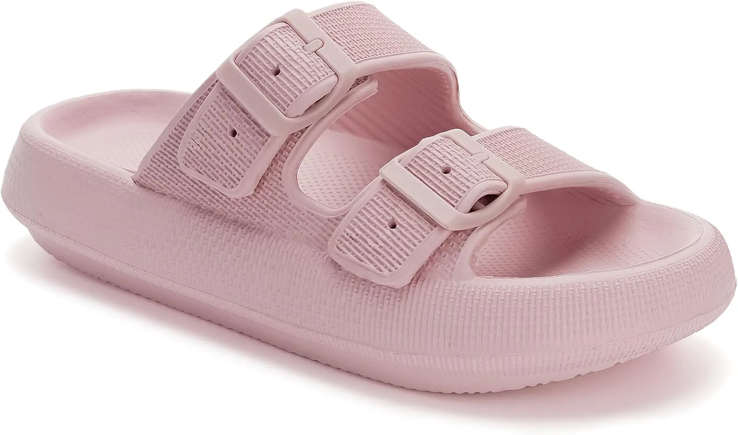 WHITIN Slides for Women Men Double Buckle Adjustable Thick Sole Pillow Slippers Bathroom Sandals