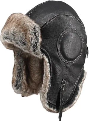 Winter Hats, Hat Unisex Aviator Hat Faux Leather Pilot Cap Hat Winter Trapper Hunting Hat