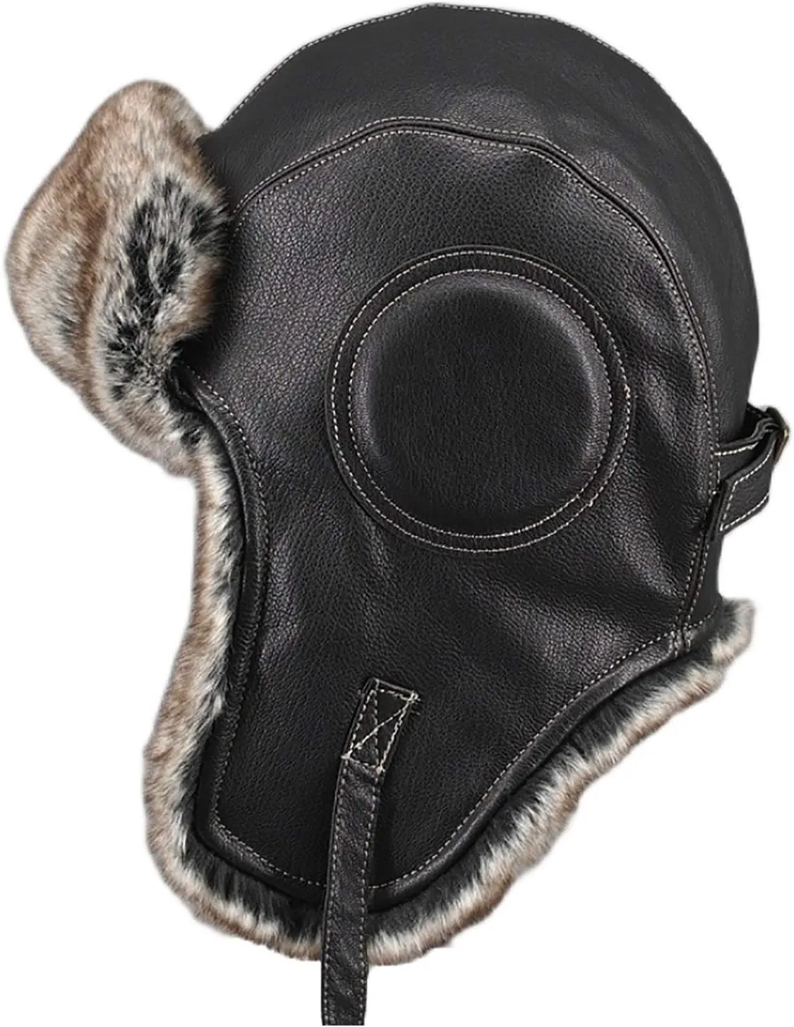 Winter Hats, Hat Unisex Aviator Hat Faux Leather Pilot Cap Hat Winter Trapper Hunting Hat