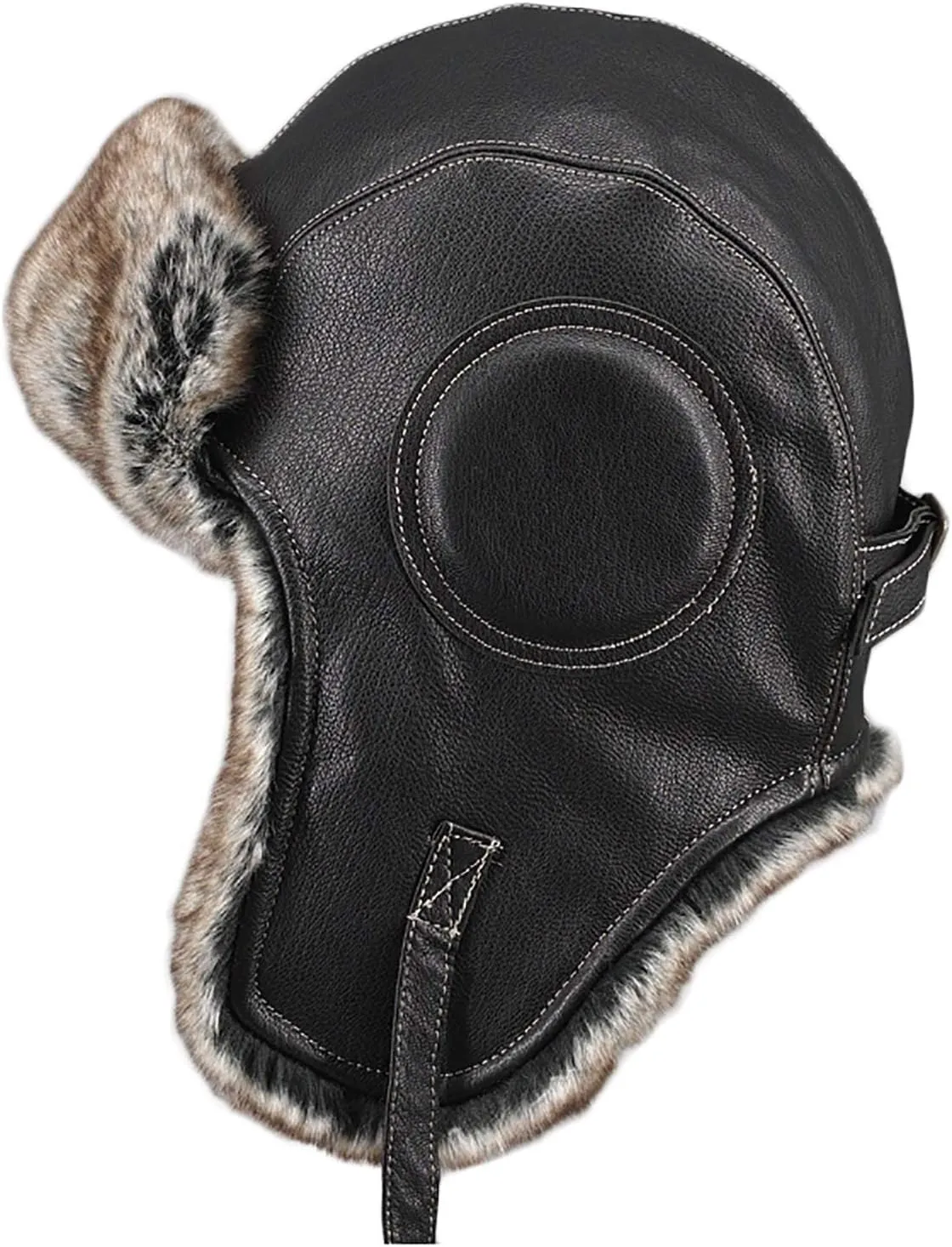 Winter Hats, Hat Unisex Aviator Hat Faux Leather Pilot Cap Hat Winter Trapper Hunting Hat