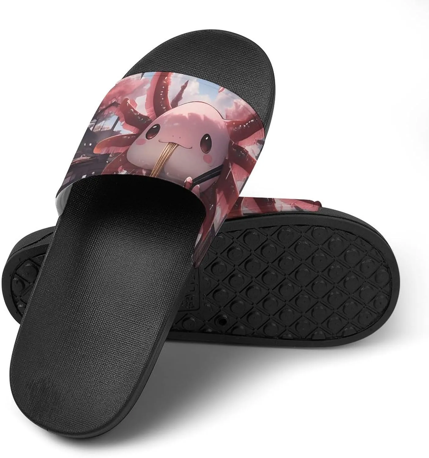 Women Axolotl Slippers Breathable Salamander Print Lounge Shoes for Her Him, Non-Slip Indoor Outdoor Comfort Footwear Beach Sandals