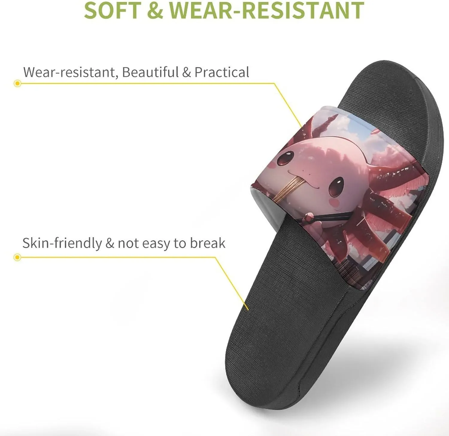 Women Axolotl Slippers Breathable Salamander Print Lounge Shoes for Her Him, Non-Slip Indoor Outdoor Comfort Footwear Beach Sandals
