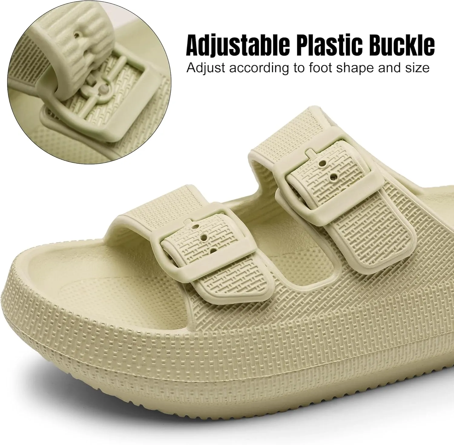 Women Cloud Slide Sandals Woman Slip on Lightweight Adjustable Buckle Slides with Non-Slip Sole for Indoor/Outdoor Use