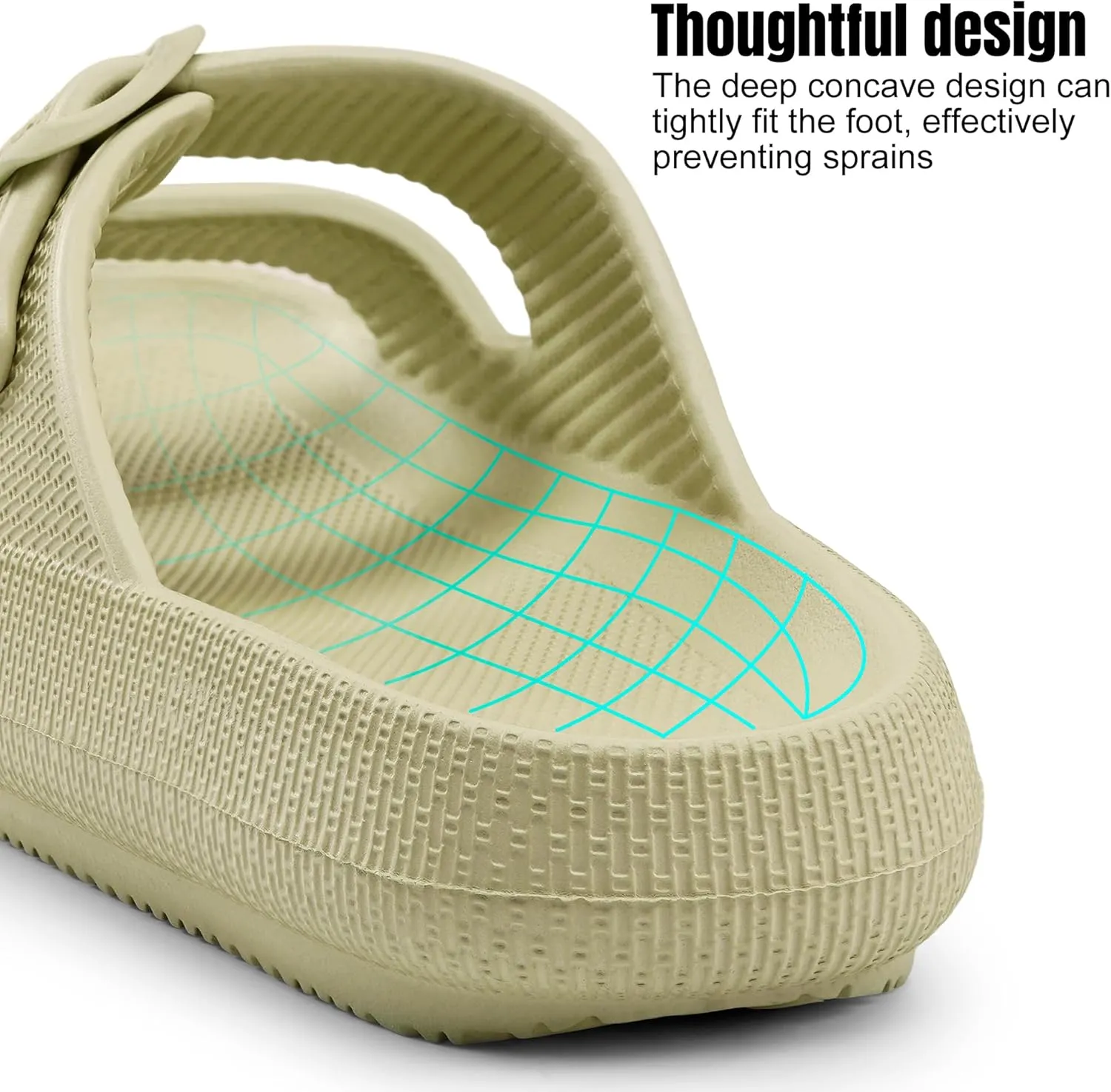Women Cloud Slide Sandals Woman Slip on Lightweight Adjustable Buckle Slides with Non-Slip Sole for Indoor/Outdoor Use