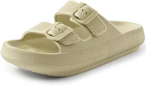 Women Cloud Slide Sandals Woman Slip on Lightweight Adjustable Buckle Slides with Non-Slip Sole for Indoor/Outdoor Use