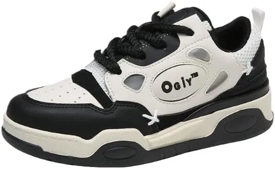Women Platform Fashion Sneakers Low Top Lace-Up Comfortable Stylish Casual Walking Skateboard Shoes, Street Sneakers Size 5-8