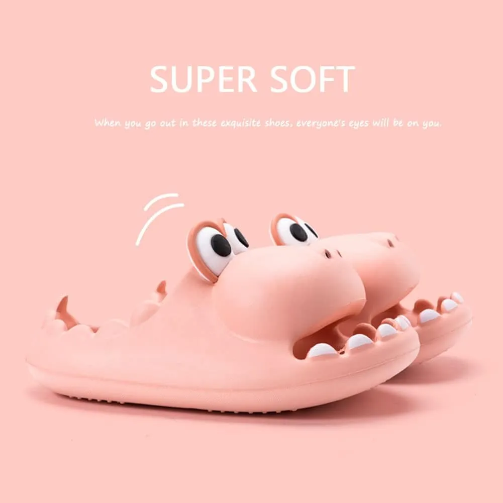 Women's Dinosaur Slippers Cute Big Mouth Sandals EVA Open Toe Soft Slippers Casual Beach Shoes Spa Sandals indoor outdoor