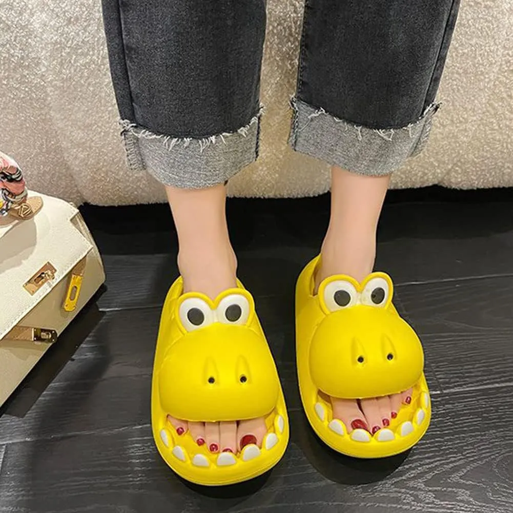 Women's Dinosaur Slippers Cute Big Mouth Sandals EVA Open Toe Soft Slippers Casual Beach Shoes Spa Sandals indoor outdoor