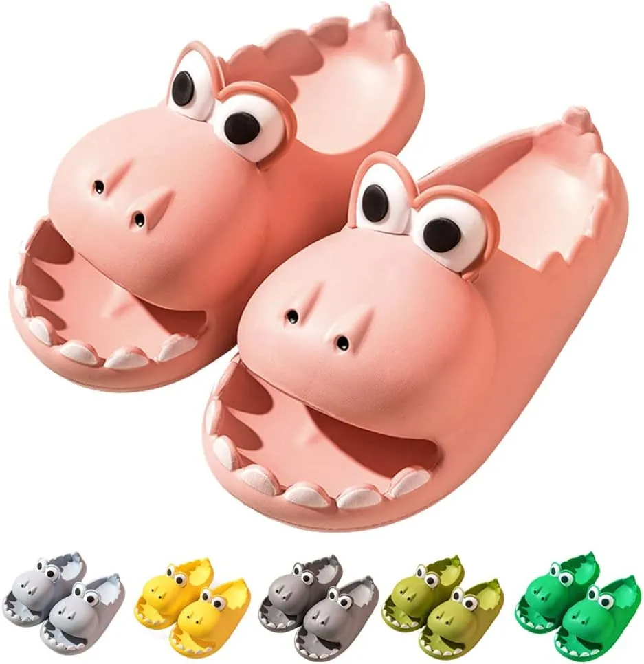 Women's Dinosaur Slippers Cute Big Mouth Sandals EVA Open Toe Soft Slippers Casual Beach Shoes Spa Sandals indoor outdoor