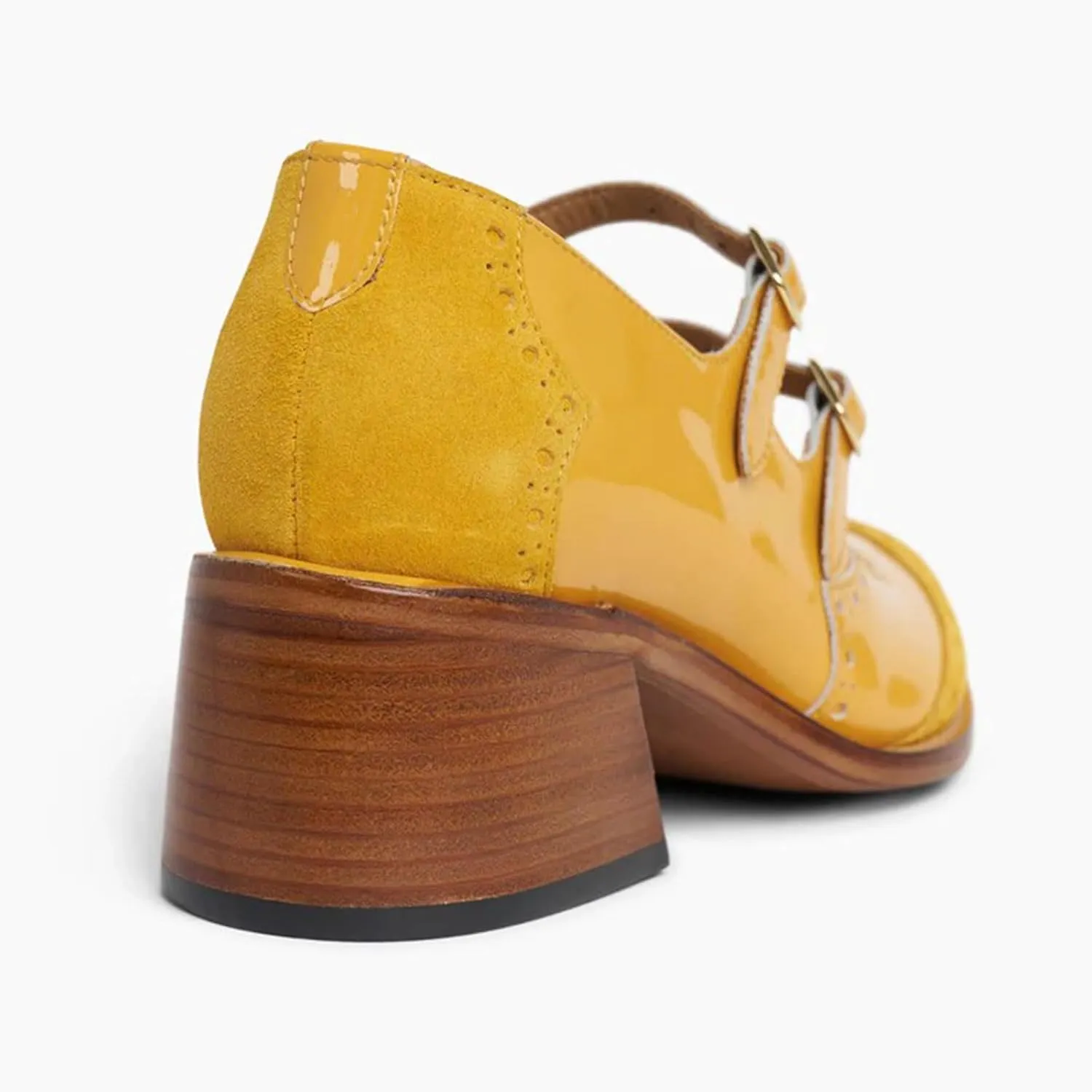 Women’s Double Strap Buckle Mary Jane Stacked Heel Dress Pumps Retro Wingtip Oxford Style Pumps Shoes Closed Round Toe Chunky Heel Shoes for Work Party School