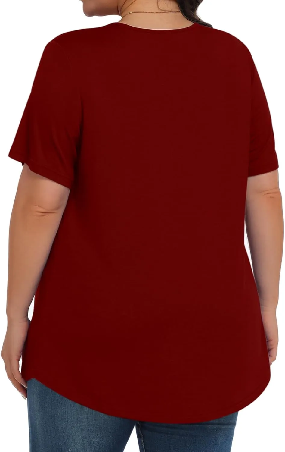 Womens Plus Size Tops Tunic Short Sleeve Crew Neck Shirts Casual Soft Blouse 1X-5X