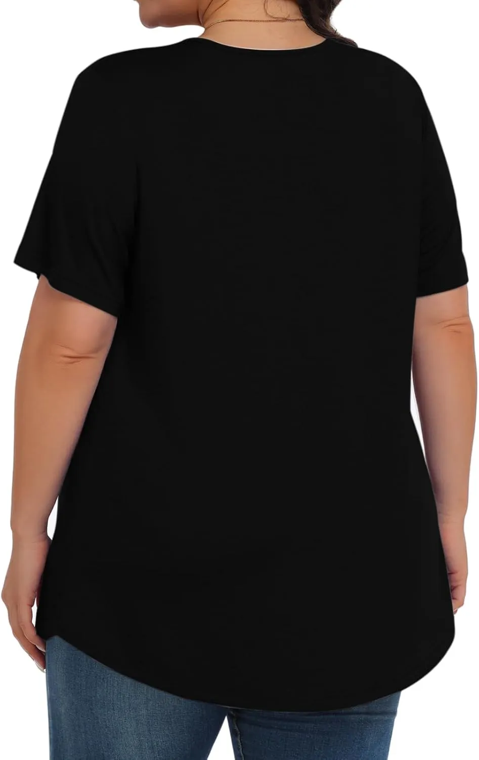 Womens Plus Size Tops Tunic Short Sleeve Crew Neck Shirts Casual Soft Blouse 1X-5X
