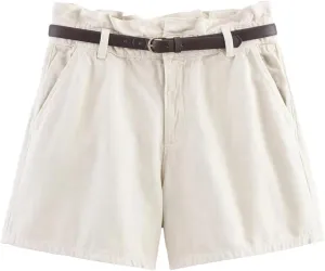 Women's Simple and Ashionable High Waisted Paper Bag Style Denim Casual Shorts