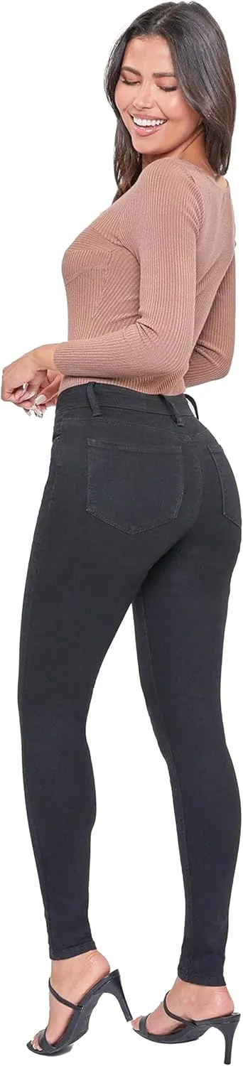 YMI Womens Basic 1-Button High-Rise Skinny Jean Made with Recycled Fibers