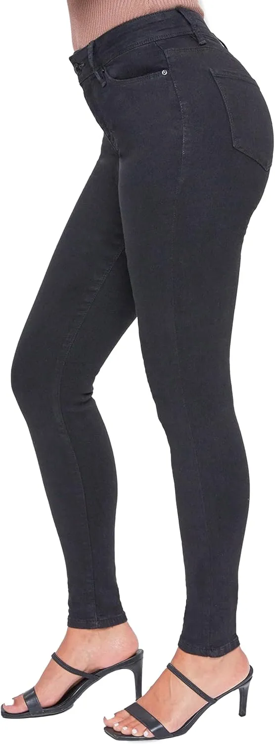 YMI Womens Basic 1-Button High-Rise Skinny Jean Made with Recycled Fibers