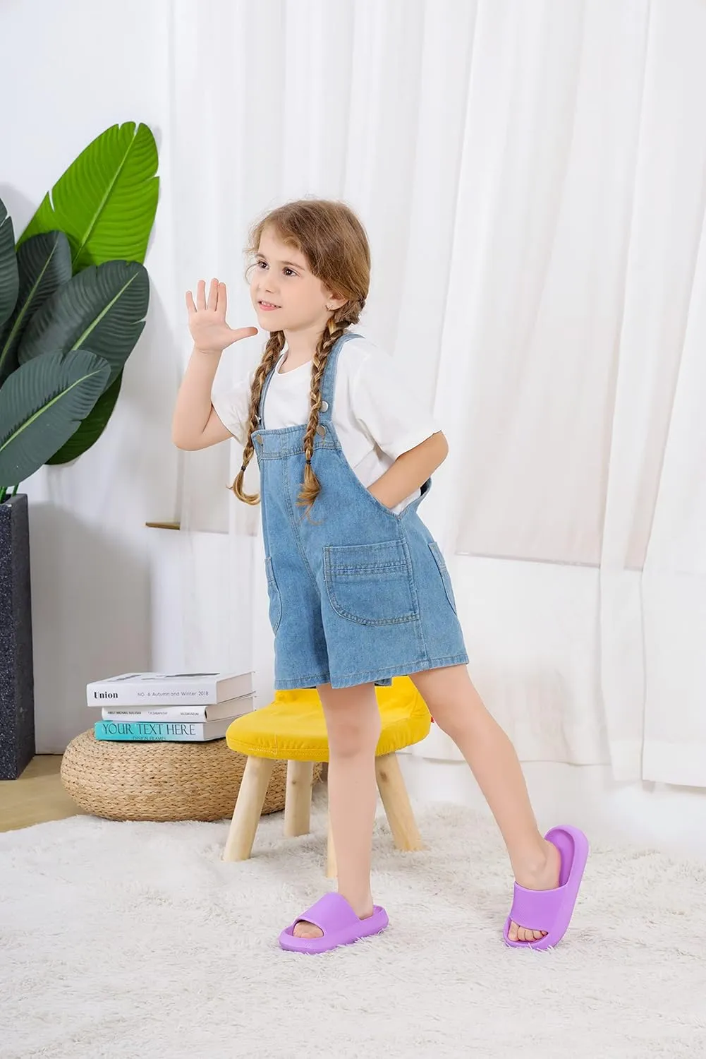 Youecci Cloud Slides for Kids丨Shower Slippers Bathroom Pool Sandals丨Boys Girls Comfy Thick Sole Slippers丨Summer Non-Slip Beach Shoes