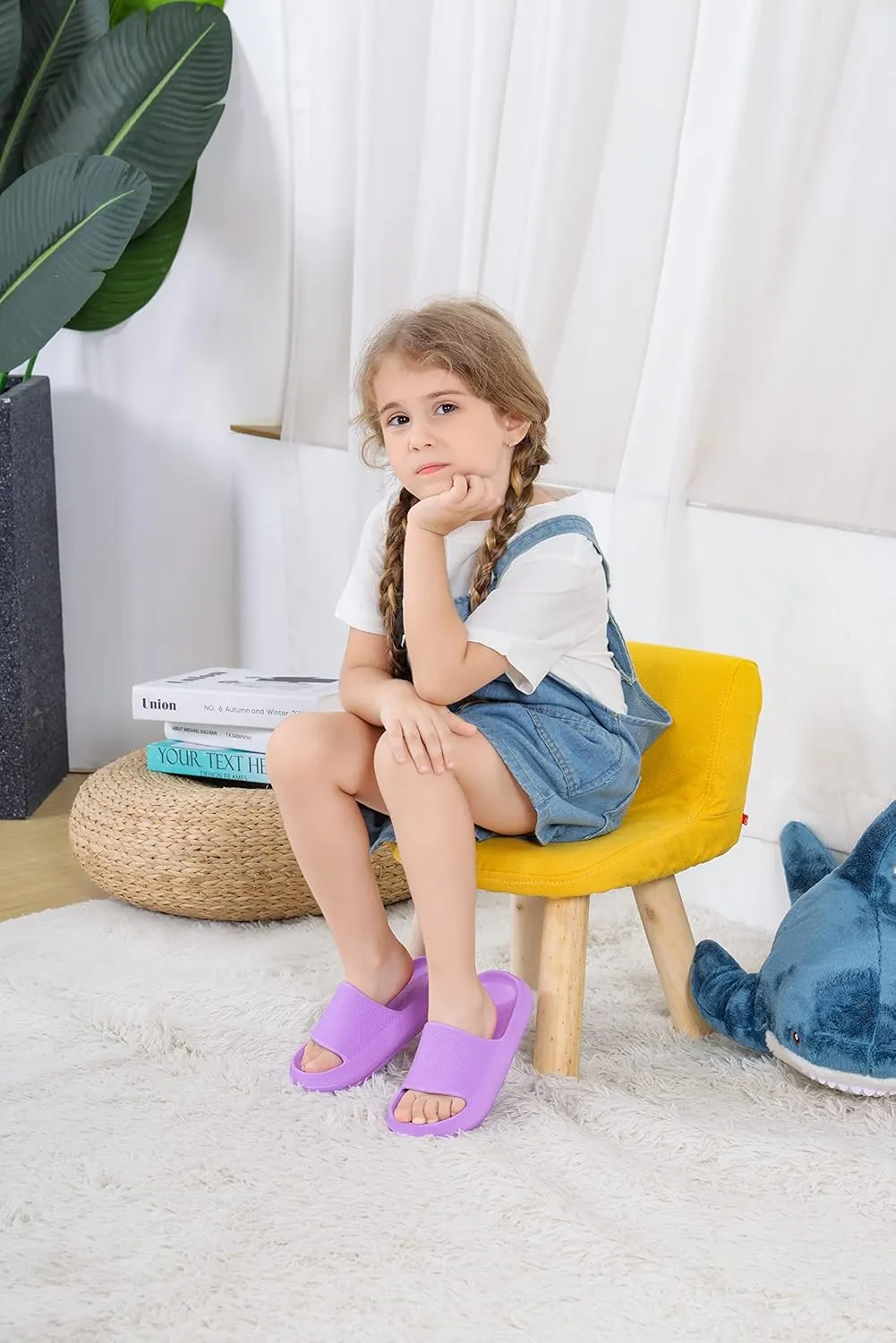 Youecci Cloud Slides for Kids丨Shower Slippers Bathroom Pool Sandals丨Boys Girls Comfy Thick Sole Slippers丨Summer Non-Slip Beach Shoes