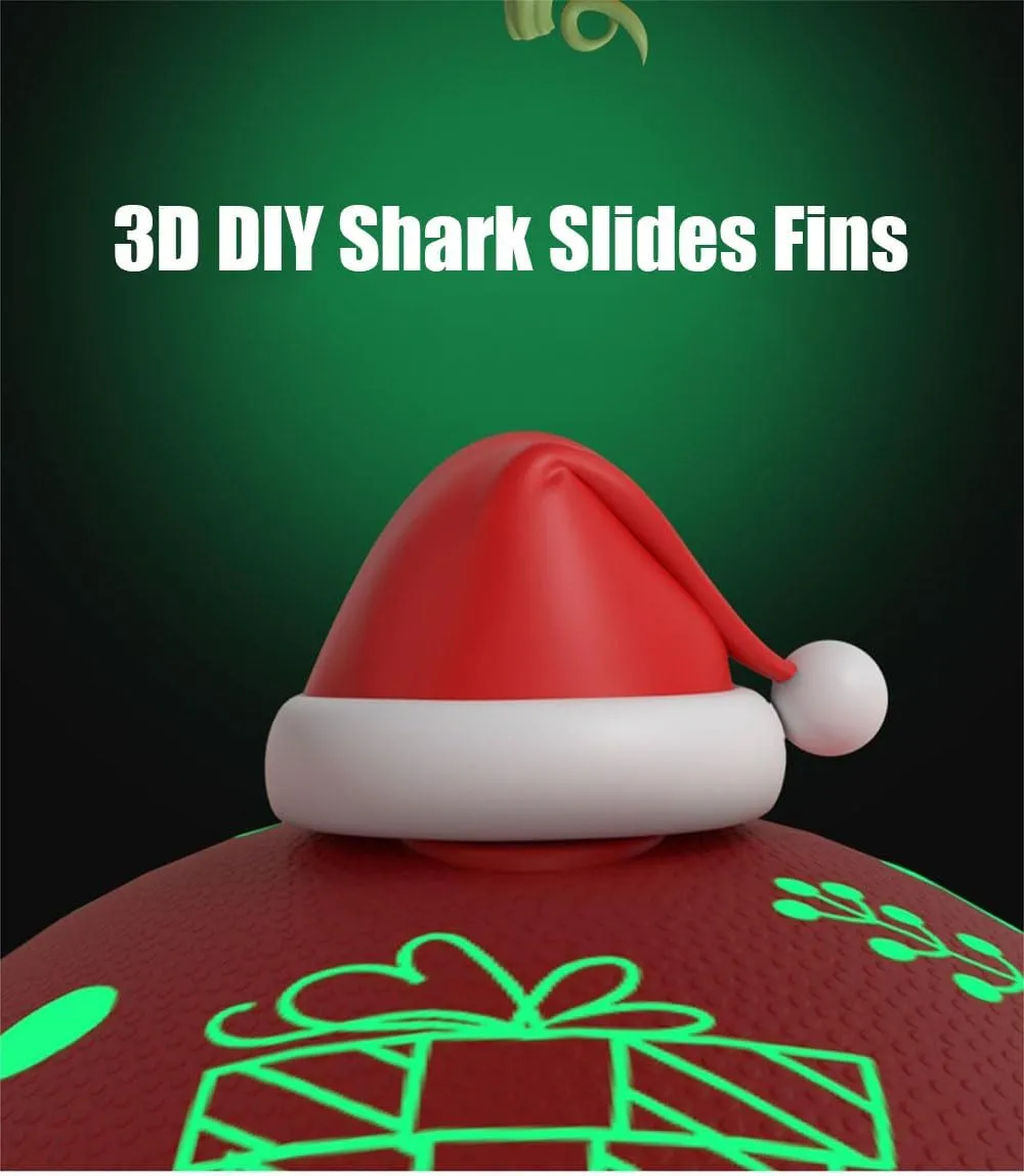 Zureto Christmas Edition Shark Slides, Cloud Shark Sandals 3D Cartoon Christmas Shark Slippers for Women Men
