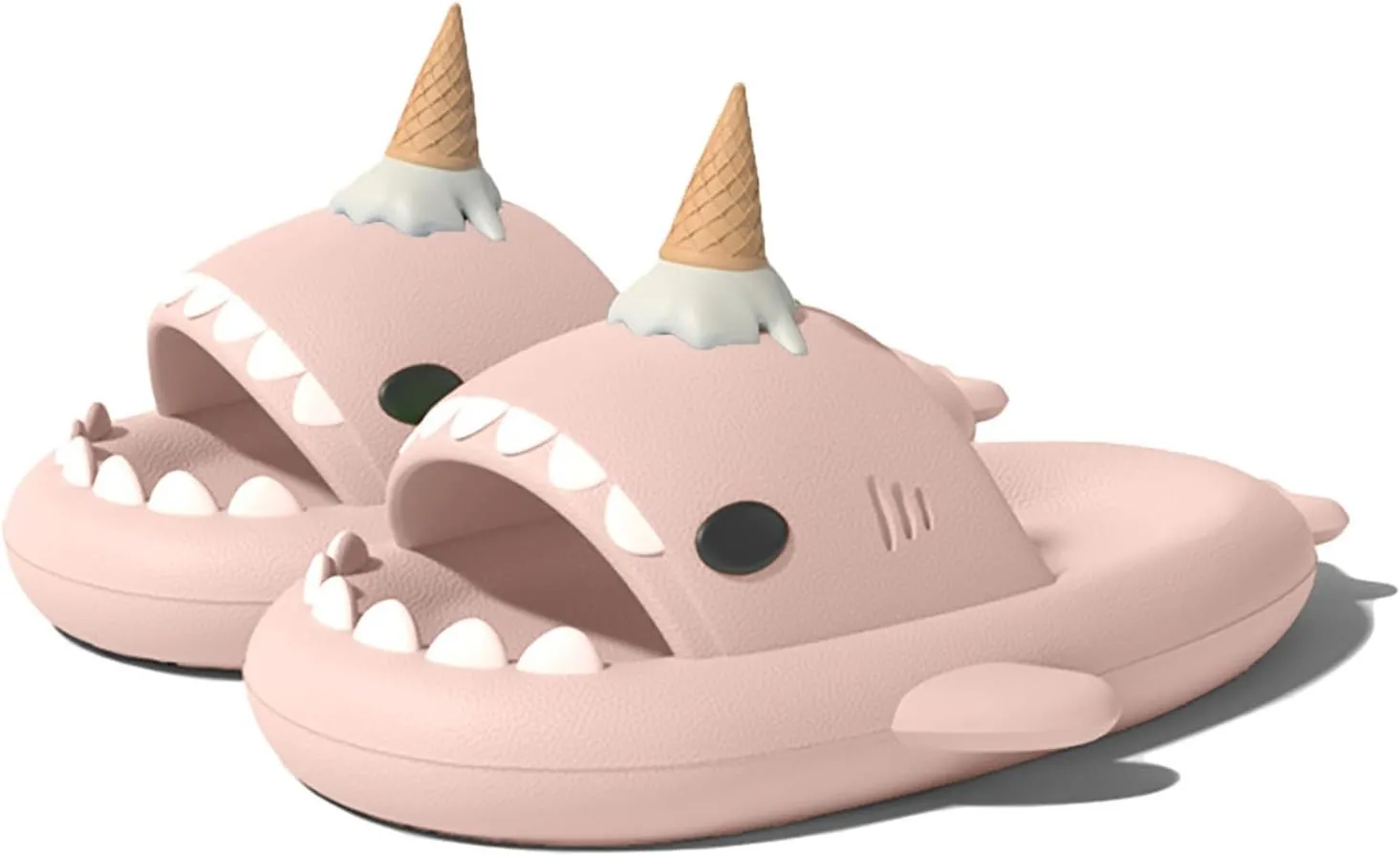 Zureto Ice Cream Shark Slides, Shark Slides with 3D Funny Ice Cream Fins, Unisex Cloud Shark Sandals Eva Open Beach Shoes